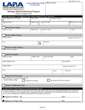 Michigan Medical Marihuana Program Patient Change Form