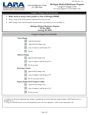 Michigan Caregiver Change Form