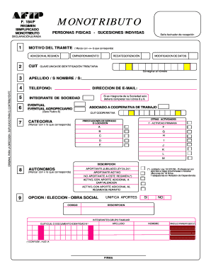 Declaración Jurada Monotributo