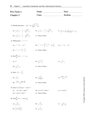 Chapter 5 Test Form