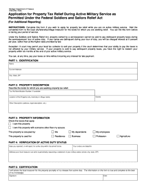 Michigan Property Tax Relief Application for Active Military