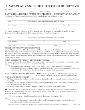 Hawaii Health Care Directive