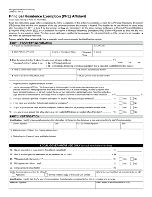 Michigan Principal Residence Exemption Affidavit