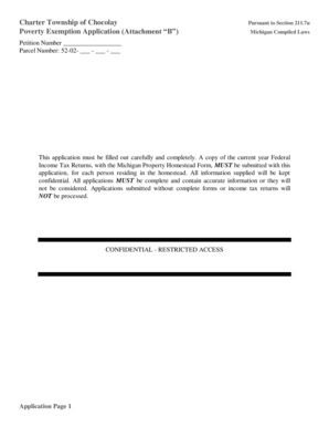 Michigan Poverty Exemption Application