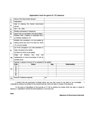 Leave Travel Concession Advance Application