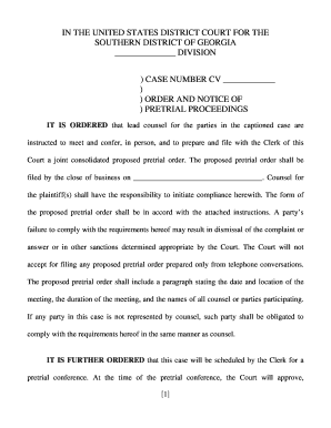 Order and Notice of Pretrial Proceedings