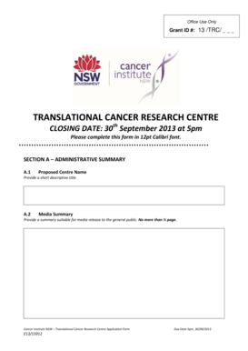 TRC 2013 Application Form - Cancer Institute NSW - cancerinstitute org