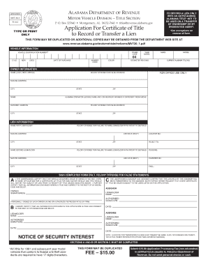 Alabama Lien Recording Application