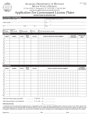 Alabama Government License Plates Application