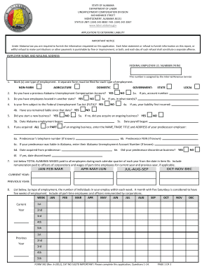 Alabama Unemployment Compensation Liability Application