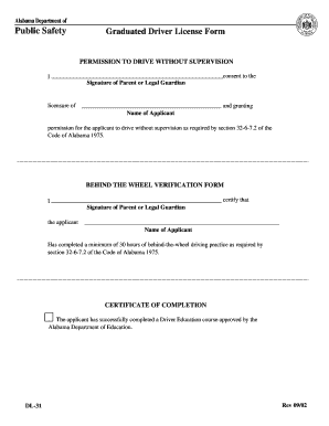 Alabama Graduated Driver License Form