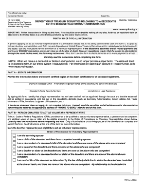 FS Form 5336 Disposition of Treasury Securities
