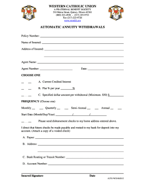 Automatic Annuity Withdrawal Form