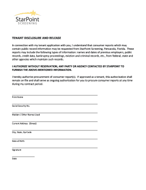 Tenant Disclosure and Release Form