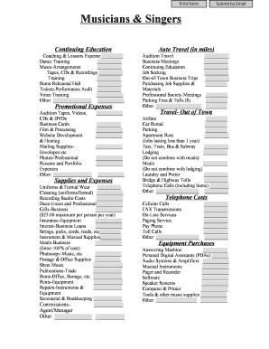 Music Professional Expense Report