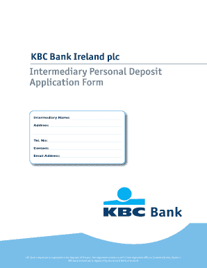 KBC Bank Ireland Personal Deposit Application Form