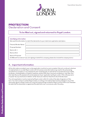 Royal London Protection Declaration and Consent Form