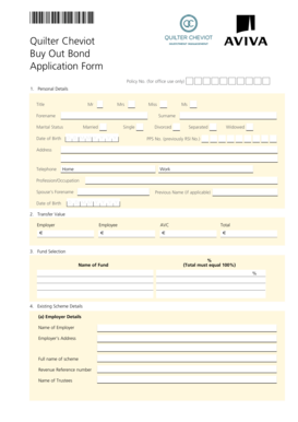 Quilter Cheviot Buy Out Bond Application Form