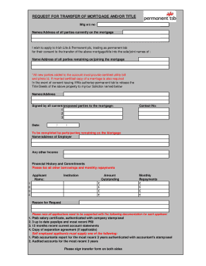 Request for Transfer of Mortgage and Title