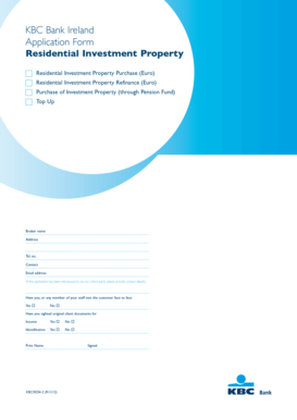 KBC Bank Ireland Residential Investment Property Application Form