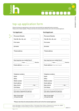 Haven Mortgage Top-Up Application Form
