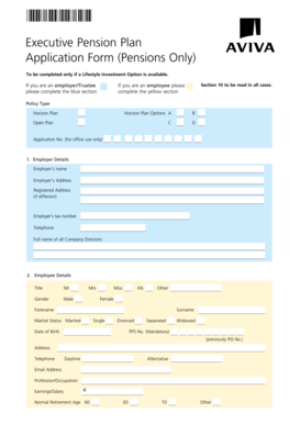 Executive Pension Plan Application Form