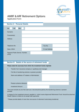 Wealth Options Limited ARF/AMRF Application Form