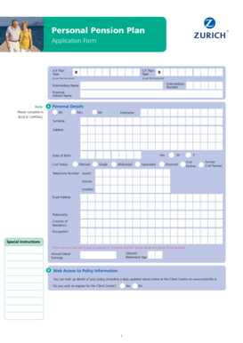 Personal Pension Plan Application Form