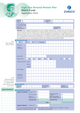 Eagle Star Personal Pension Plan Application Form