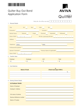 Quilter Buy Out Bond Application Form