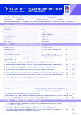 Conductor Pension Transfer Bond Application Form