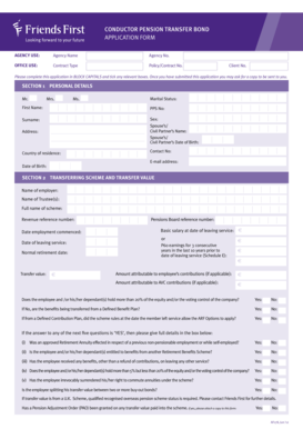 Conductor Pension Transfer Bond Application Form