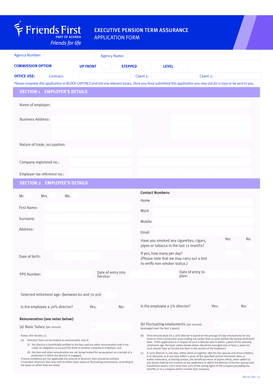 Executive Pension Term Assurance Application Form