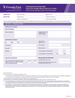 Executive Income Protection & Life Cover Application