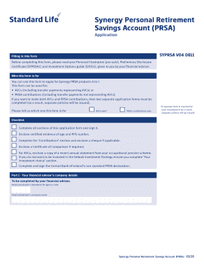 Synergy Personal Retirement Savings Account Application