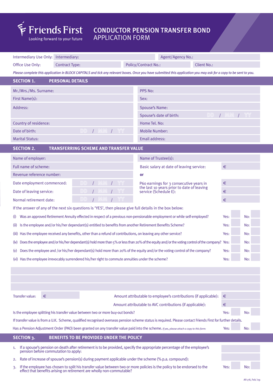 Conductor Pension Transfer Bond Application Form