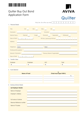 Quilter Buy Out Bond Application Form