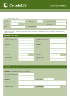 Canada Life Gateway Portfolio Application Form