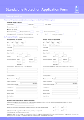 Irish Life Protection Application Form