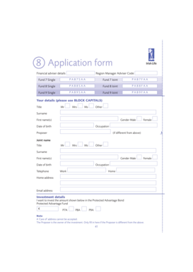 Protected Advantage Bond Application Form