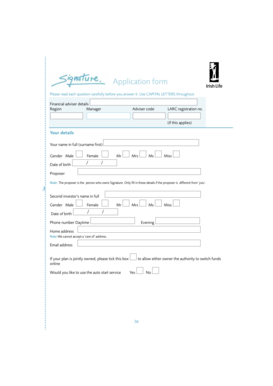 Investment Application Form