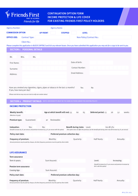 Income Protection and Life Cover Application