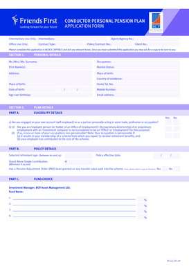 Conductor Personal Pension Plan Application Form