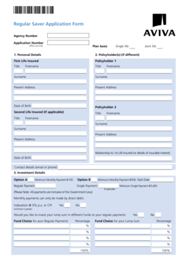 Regular Saver Application Form