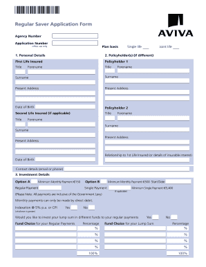 Regular Saver Application Form