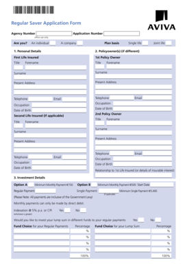 Regular Saver Application Form