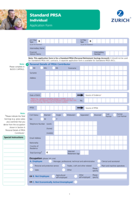 Standard PRSA Application Form
