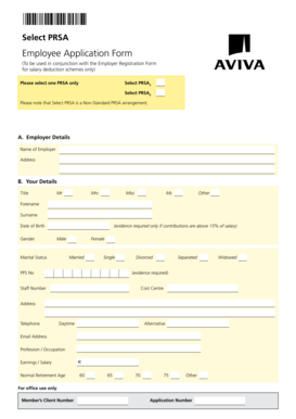 PRSA Employee Application Form