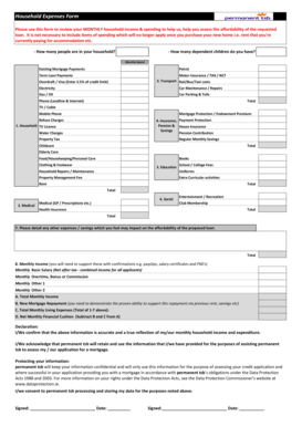 Household Expenses Form