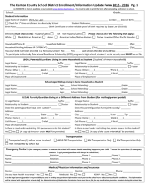 Kenton County School District Enrollment Form